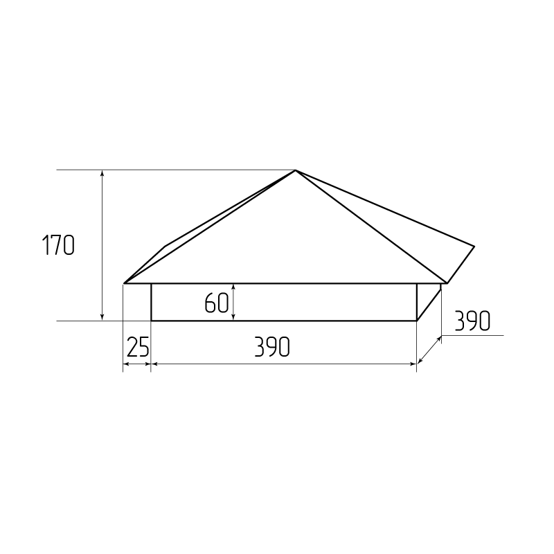 Колпак заборный КС-1 PE RAL7024 390x390 мм